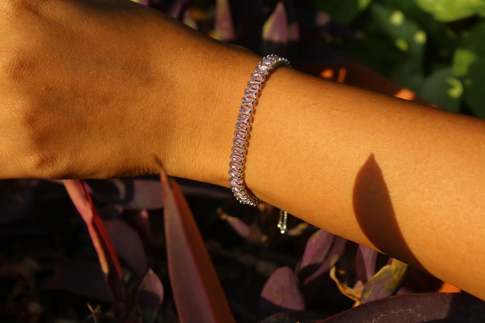 [PTB-005] The Baguette Pink  Rose Gold Tennis Bracelet