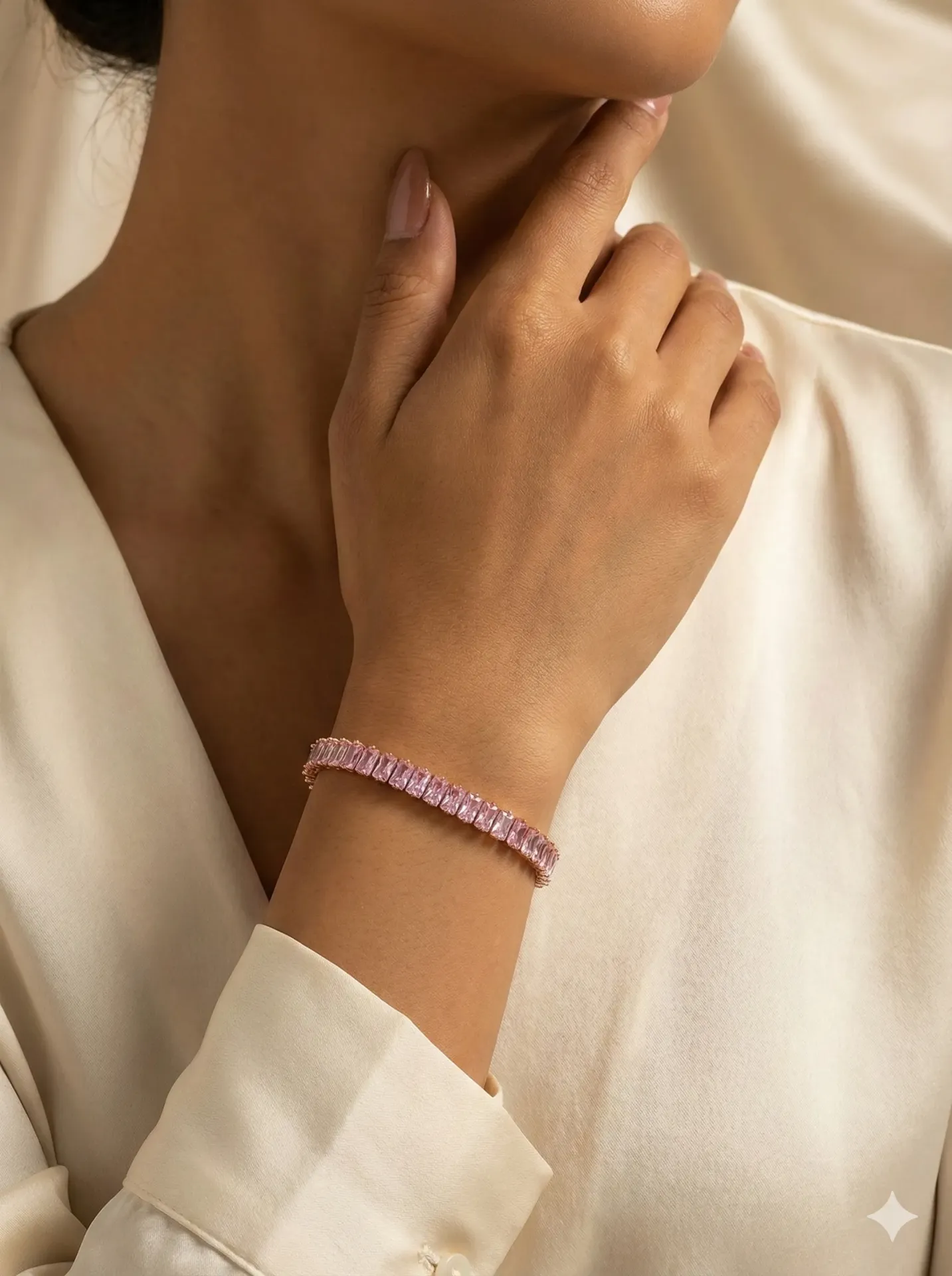 The Pink Bloom Rose Gold Tennis Bracelet