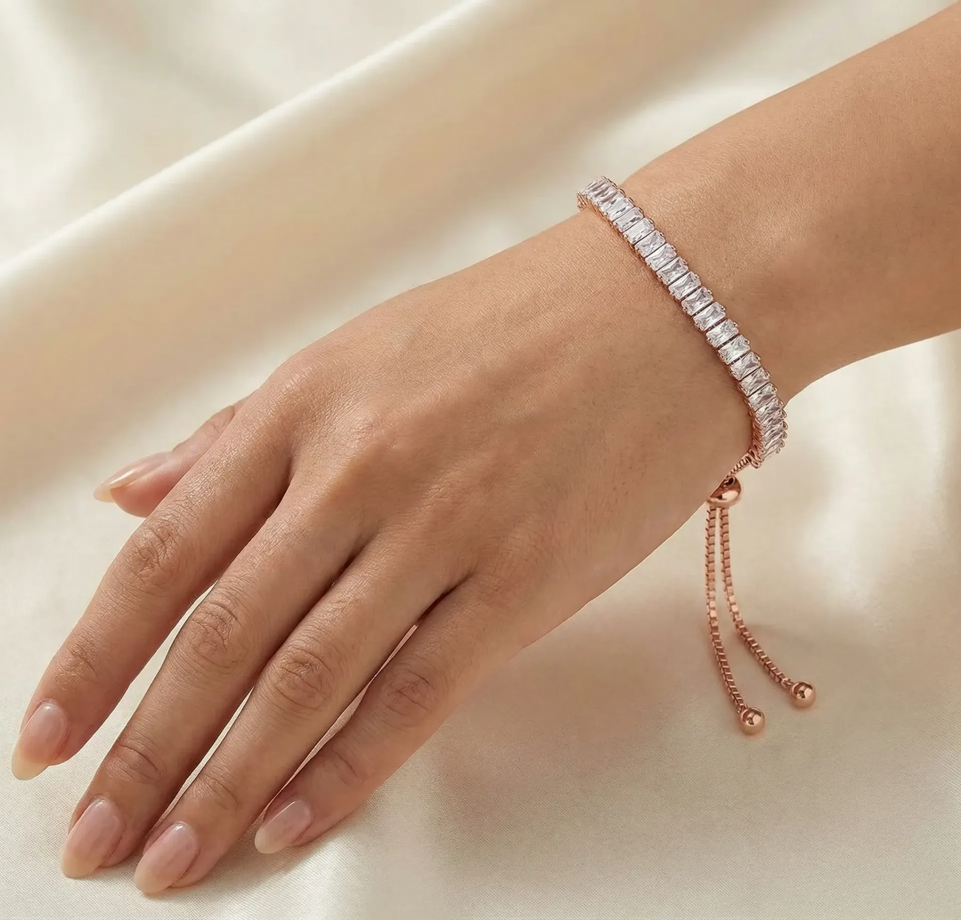 The White Bloom Rose Gold Tennis