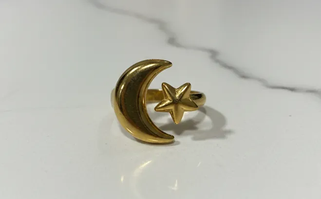 Crescent Star Ring