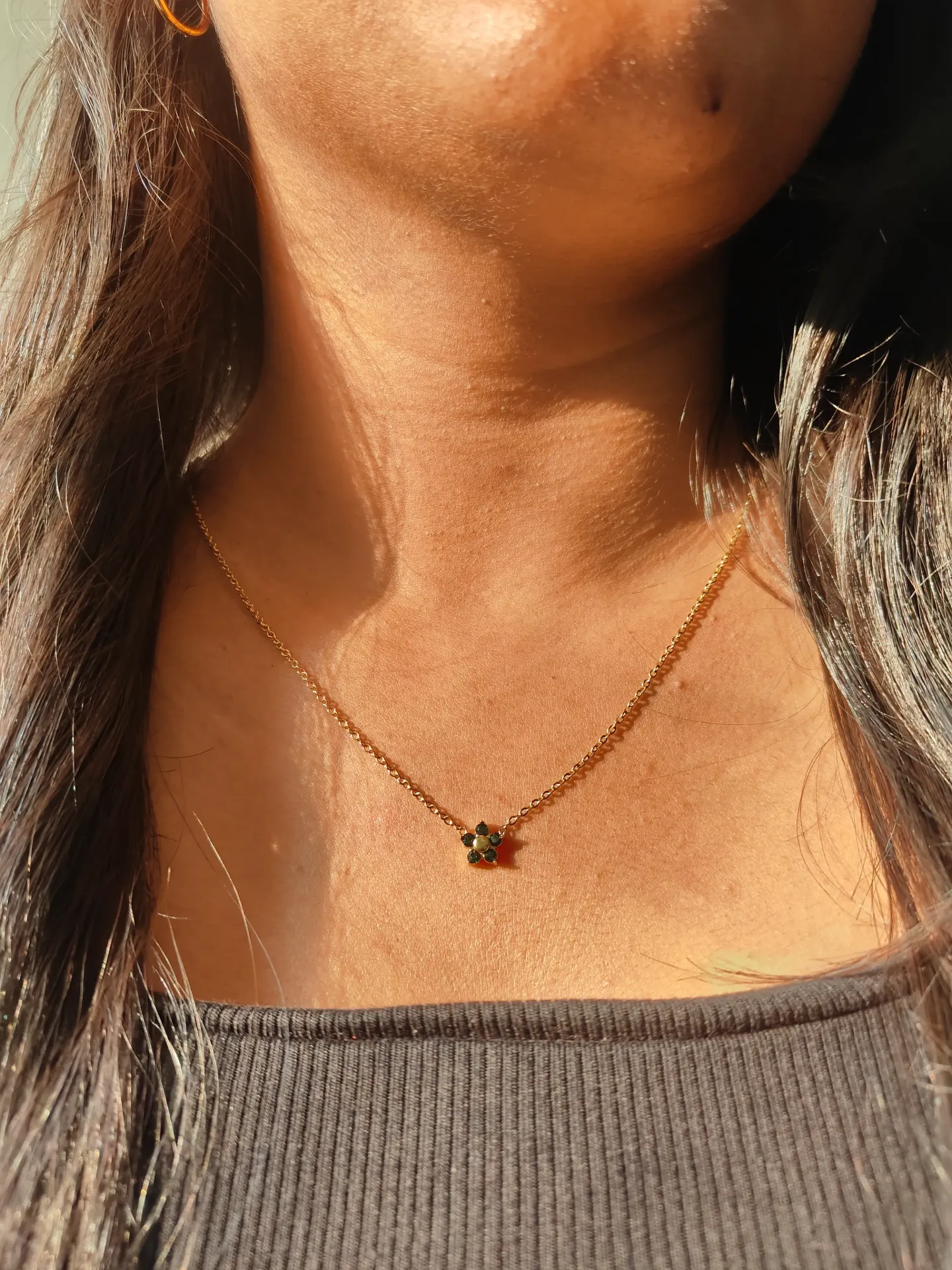 Midnight Floral Pendant Necklace