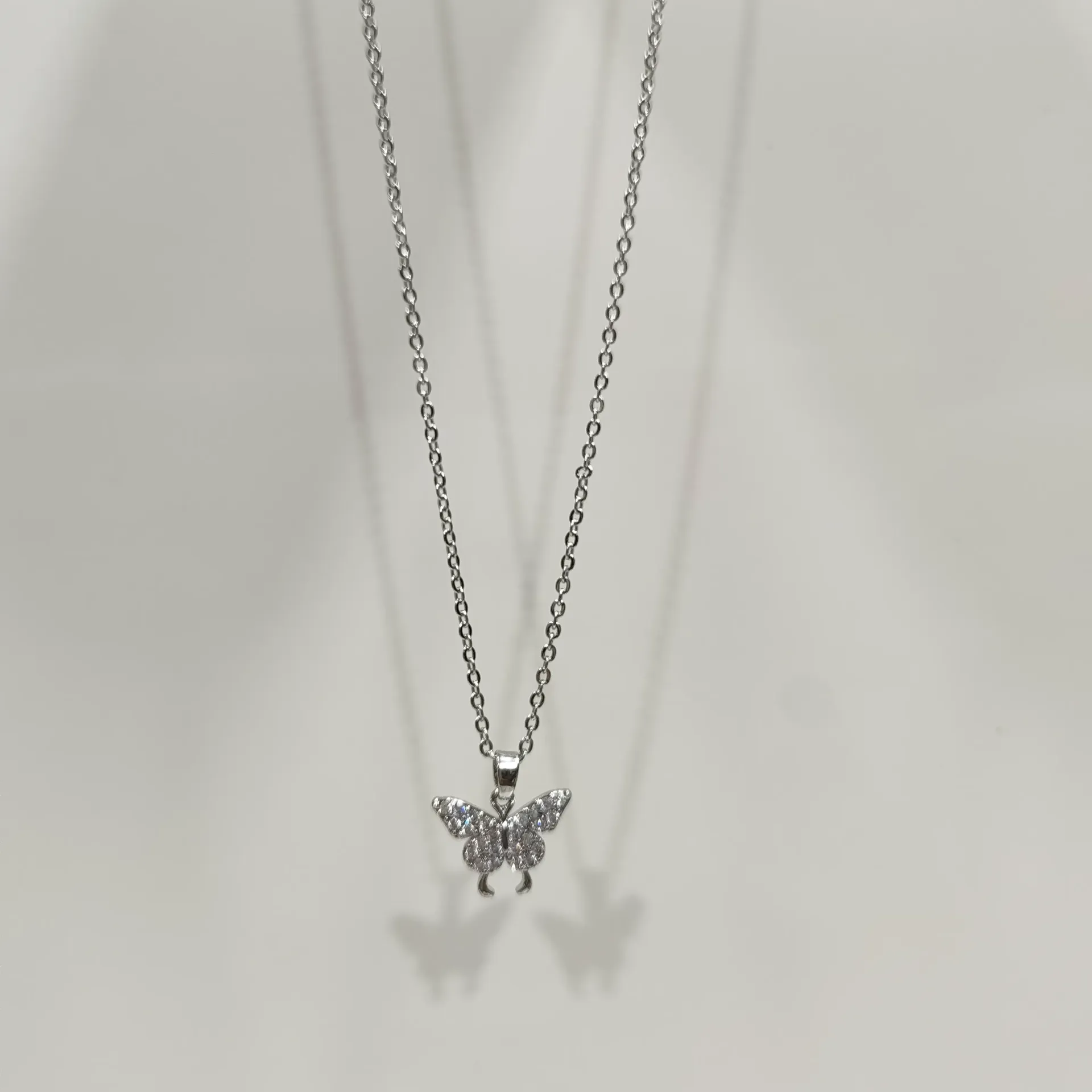 Sparkling Butterfly Charm Necklace