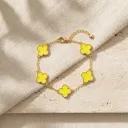 Neon Yellow Clover Charm Bracelet