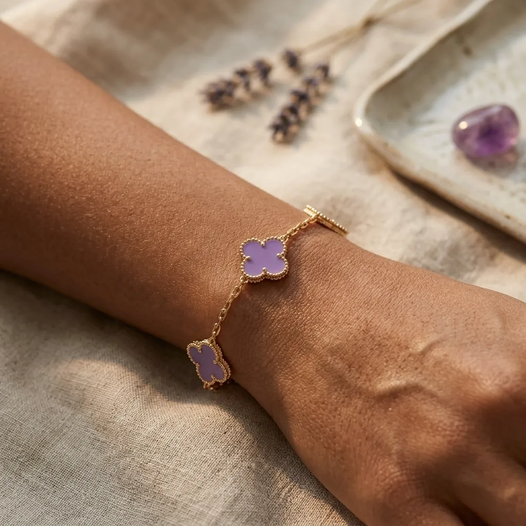 Lilac Clover Charm Bracelet