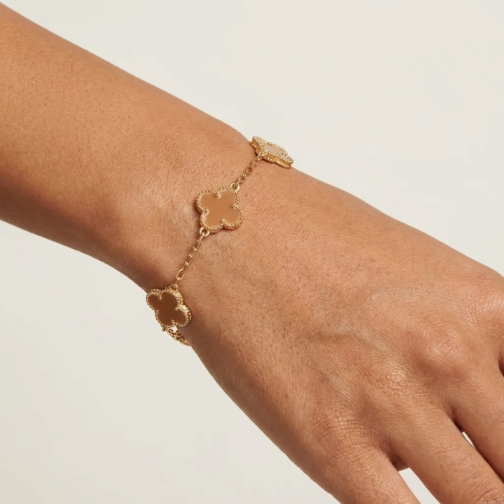 Tan Clover Charm Bracelet