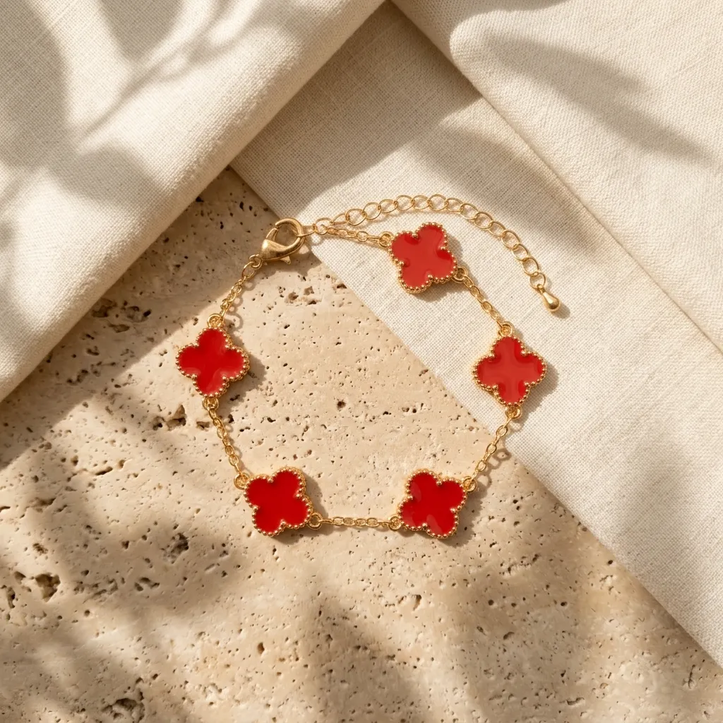 Red Clover Charm Bracelet