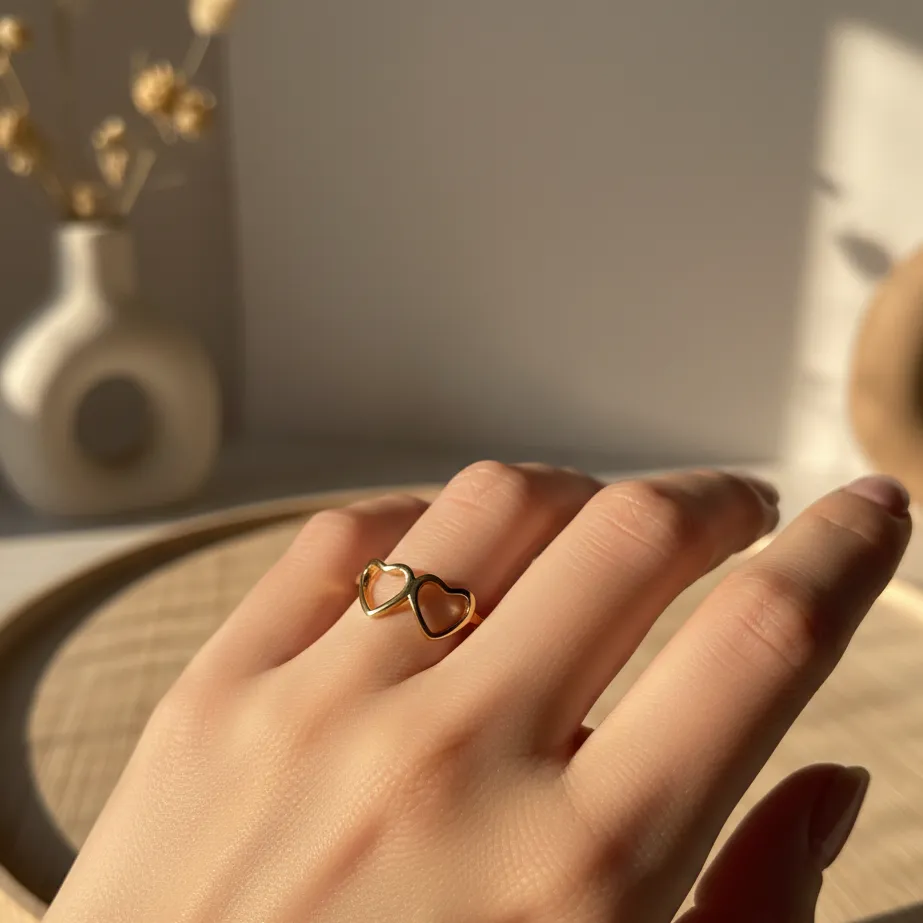 [PRG054] Double Heart Open Band Ring