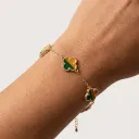 Dual-Tone Green and Yellow Clover Charm Bracelet