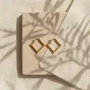Golden Beaded Rhombus Hoops