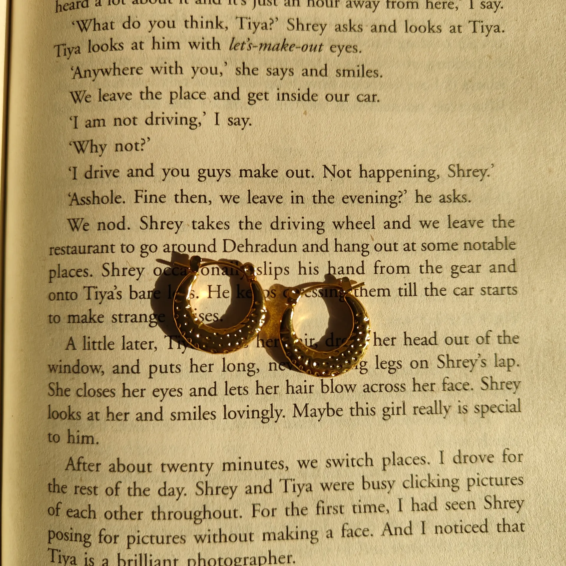 Golden Dotted Crescent Hoops