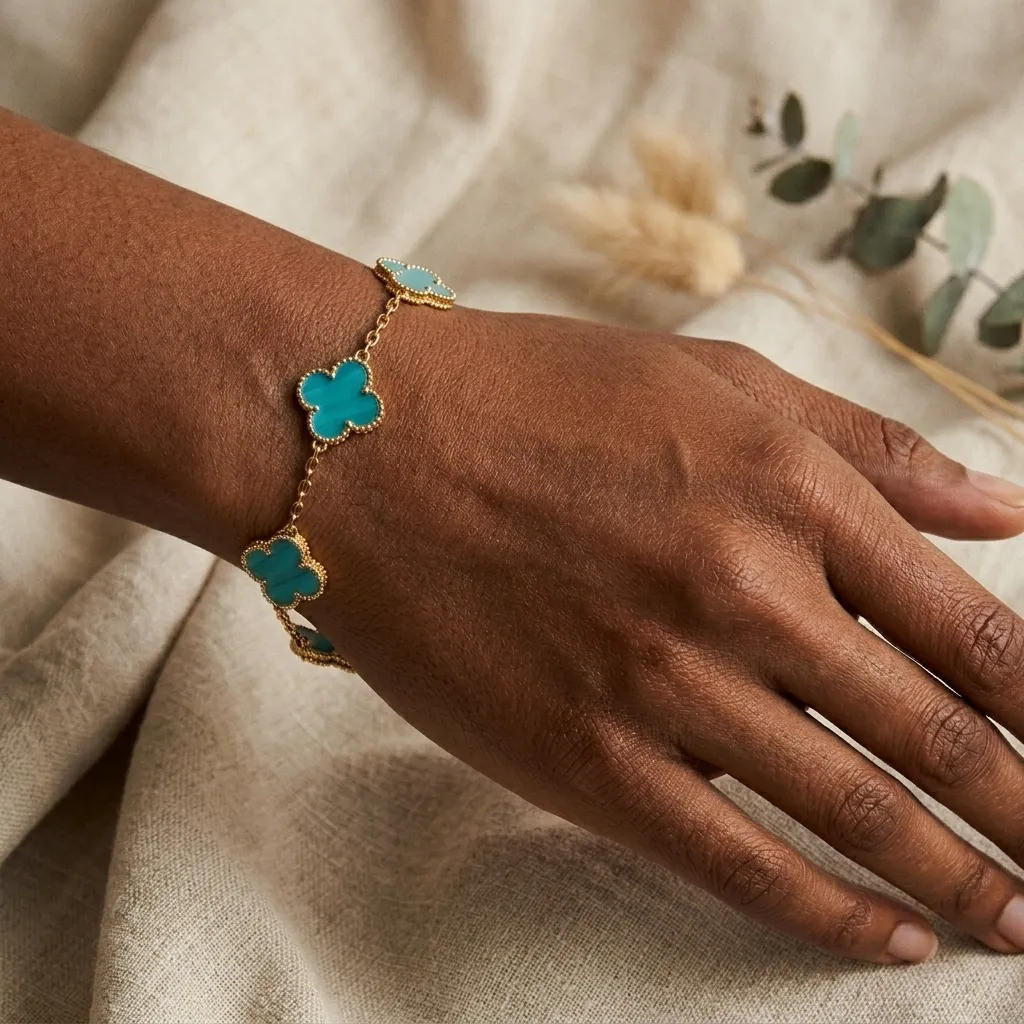 Turquoise Clover Charm Bracelet