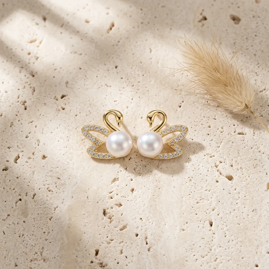 Elegant Swan Pearl Studs