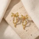 Golden Ribbon Drop Studs