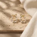 Pearl & Crystal Bow Wreath Studs