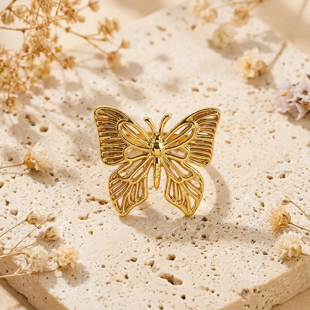 Golden Butterfly Statement Ring