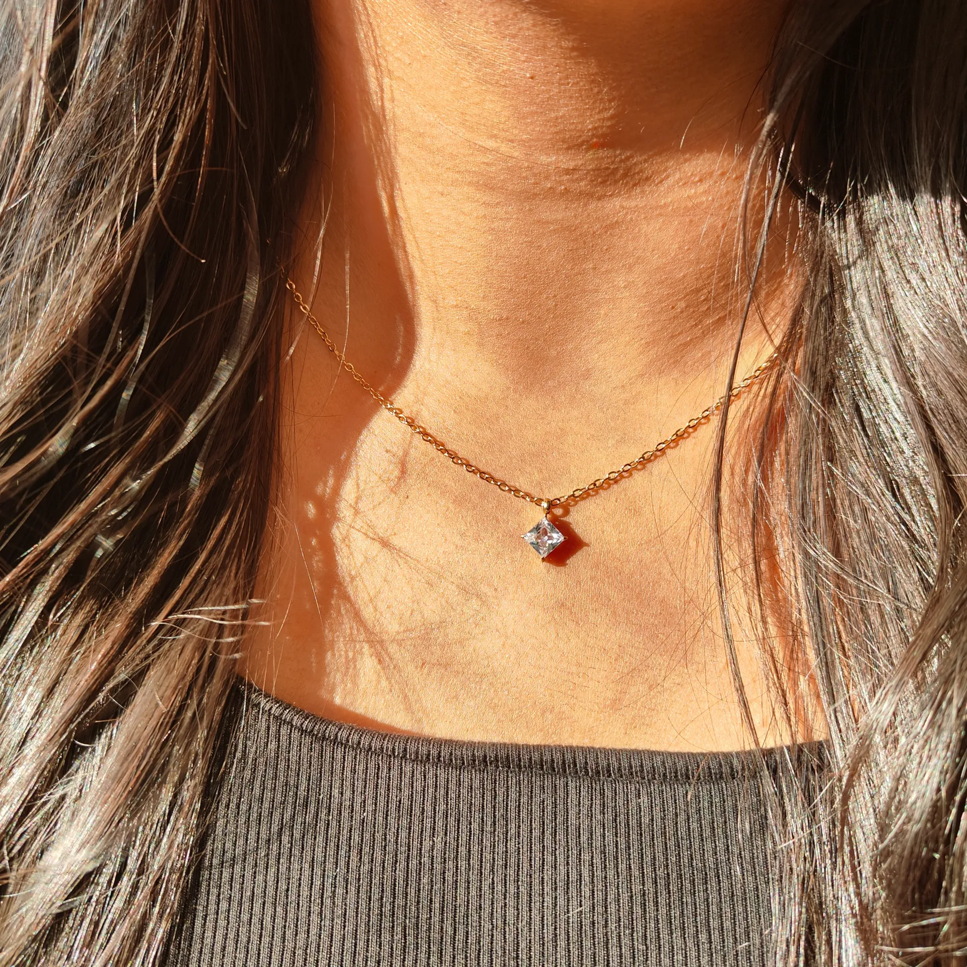 Diamond-Frame Solitaire Pendant